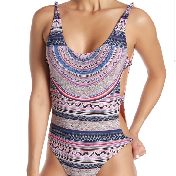 Red Carter Boho one piece swimsuit - Picture 1 of 6